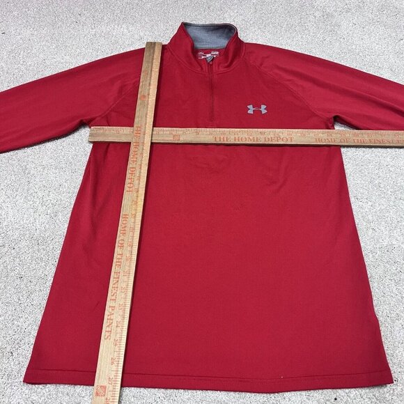 Under Armour Activewear Jacket Men’s Red Long Sleeve 1/4 Zip Pullover Sz Small - Picture 2 of 10